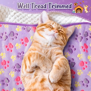Foto 5 | Foto 5 | Manta Polar Con Estampado De Patas Y Tatuajes Para Mascotas, Cachorros Y Gatos, Color Morado - Venta Internacional.