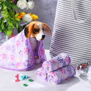 Foto 7 | Foto 7 | Manta Polar Con Estampado De Patas Y Tatuajes Para Mascotas, Cachorros Y Gatos, Color Morado - Venta Internacional.