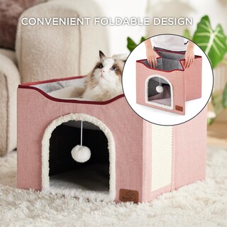 Foto 4 | Foto 4 | Cama Para Gatos Bedsure Cat Cave Para Gatos De Interior Con Almohadilla Para Rascar, Rosa - Venta Internacional.