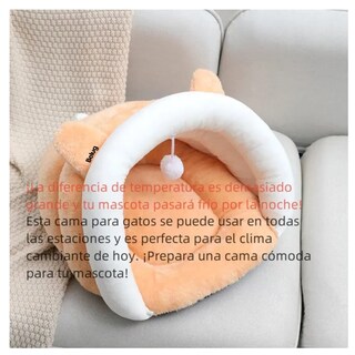 Foto 2 | Foto 2 | Casa Gatos Con Cama Plegable Para Mascota Cuatro Estaciones Belug, Naranja Blanco