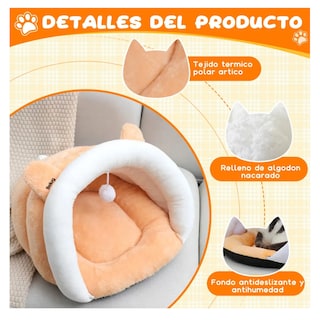 Foto 3 | Foto 3 | Casa Gatos Con Cama Plegable Para Mascota Cuatro Estaciones Belug, Naranja Blanco