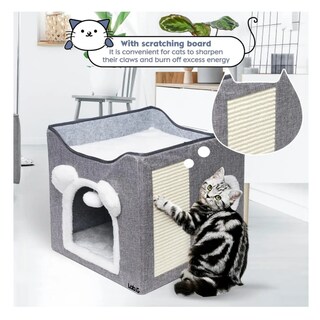 Foto 4 | Foto 4 | Casa Y Cama Plegable Para Gato Con Cojín Suave Bola De Pelo Lab.g, Gris Blanco