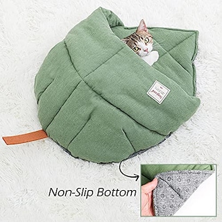 Foto 4 | Foto 4 | Saco De Dormir Para Gatos Tangn, Cama Cueva De Tela De Lino Para Mascotas, Color Verde - Venta Internacional.