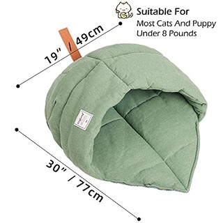 Foto 5 | Foto 5 | Saco De Dormir Para Gatos Tangn, Cama Cueva De Tela De Lino Para Mascotas, Color Verde - Venta Internacional.