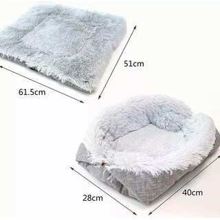 Foto 2 | Foto 2 | Cama Para Mascotas 2 En 1 Mascotas  Suave Manta Lavable Lab.g Gris