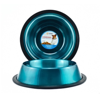 Foto 1 | Foto 1 | Plato para Mascota Sunny 64oz Antiderrapante Acero Inoxidable color Azul Aqua