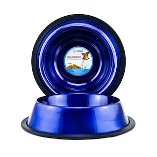 Foto 1 | Foto 1 | Plato para Mascota Sunny 16oz Antiderrapante Acero Inoxidable color Azul Marino