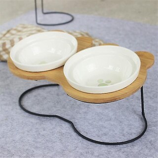 Foto 4 | Foto 4 | Cuencos De Cerámica Con Estantes De Bambú De Alta Gama Para Mascotas Pet Feeder - Venta Internacional.