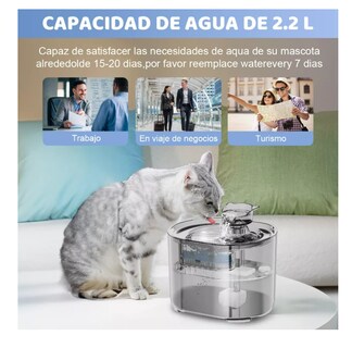 Foto 4 | Foto 4 | Bebedero Dispensador Auto Fuente Para Perro Y Gato De 2.2l Color Transparente Wünd