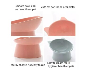 Foto 2 | Foto 2 | 2pz Plato Comedero Inclinado Elevado Para Gato Perro Mascota Color Rosa Wünd