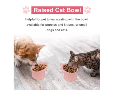 Foto 3 | Foto 3 | 2pz Plato Comedero Inclinado Elevado Para Gato Perro Mascota Color Rosa Wünd