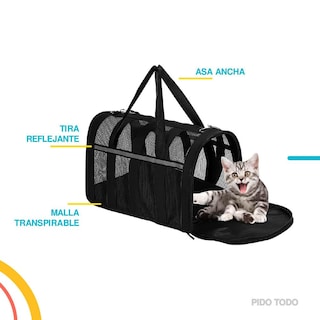 Foto 5 | Foto 5 | Bolso Transportador de Mascotas Poli Pets PP-TPMRBK-M color Negro con Franjas Reflectantes