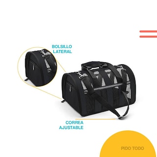 Foto 6 | Foto 6 | Bolso Transportador de Mascotas Poli Pets PP-TPMRBK-M color Negro con Franjas Reflectantes