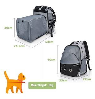Foto 3 | Foto 3 | Mochila Transportadora Para Perros/gatos Expandible, Gris/negro