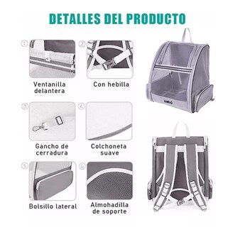 Foto 3 | Foto 3 | Mochila Transportadora Para Mascotas Para Gatos Y Perros Gris