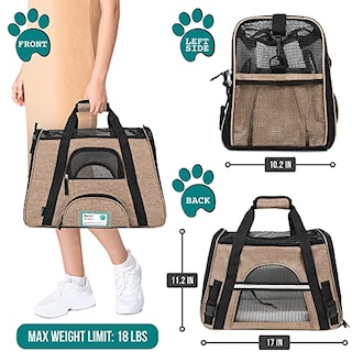 Foto 2 | Foto 2 | Transportín De Viaje Para Mascotas Petami Premium, Con Laterales Blandos, Color Marrón Jaspeado - Venta Internacional.