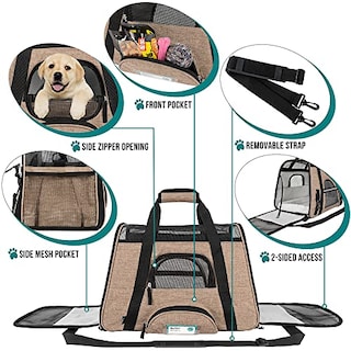 Foto 3 | Foto 3 | Transportín De Viaje Para Mascotas Petami Premium, Con Laterales Blandos, Color Marrón Jaspeado - Venta Internacional.