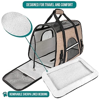 Foto 4 | Foto 4 | Transportín De Viaje Para Mascotas Petami Premium, Con Laterales Blandos, Color Marrón Jaspeado - Venta Internacional.