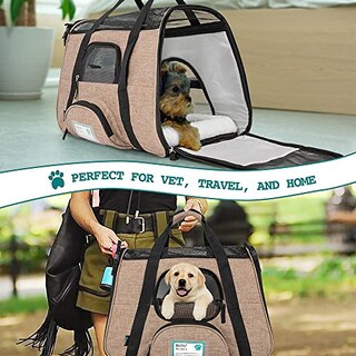 Foto 7 | Foto 7 | Transportín De Viaje Para Mascotas Petami Premium, Con Laterales Blandos, Color Marrón Jaspeado - Venta Internacional.