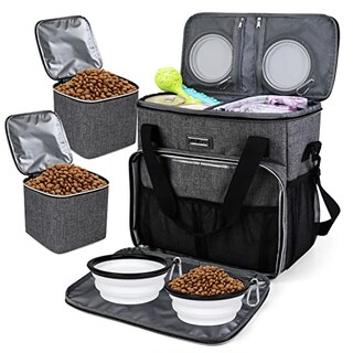 Foto 1 | Foto 1 | Bolsa De Viaje Para Mascotas Baglher Dog Con 2 Recipientes De Comida Y 2 Tazones - Venta Internacional.