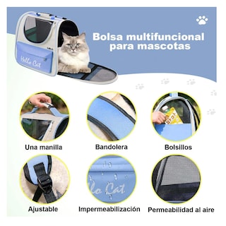 Foto 4 | Foto 4 | Mochila Back Pack Transportadora Gato Perro Mascota Pequeña Lab.g, Azul