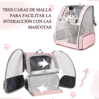 Foto 5 | Foto 5 | Mochila Transportadora Lab.g Para Perros/gatos Plegable Gris Rosa