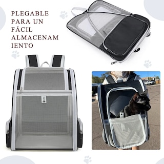 Foto 4 | Foto 4 | Mochila Transportadora Lab.g Para Perros/gatos Plegable Gris Negro