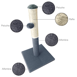 Foto 3 | Foto 3 | Rascadero para Gatos de 53.5 cm de Alto color Gris con Pelota