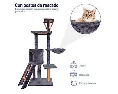 Foto 5 | Foto 5 | Rascador Bluelander color Gris 3 Niveles para Gato