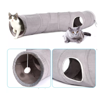 Foto 3 | Foto 3 | Túnel Plegable con Bola Colgante Forma De S 124 Cm Gris Para Gato