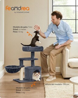 Foto 5 | Foto 5 | Torre Para Gatos Cat Tree Feandrea, Tamaño Pequeño, Con Rascador, Color Gris