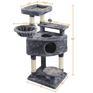 Foto 3 | Foto 3 | Torre Para Gatos Cat Tree Yaheetech De 46 Pulgadas Con Rascadores Y Cuna - Venta Internacional.