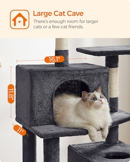 Foto 5 | Foto 5 | Torre Para Gatos Cat Tree Feandrea De 190 Cm Con 2 Perchas Y 2 Cuevas - Venta Internacional.