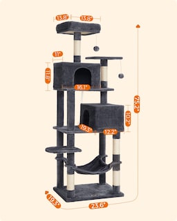 Foto 6 | Foto 6 | Torre Para Gatos Cat Tree Feandrea De 190 Cm Con 2 Perchas Y 2 Cuevas - Venta Internacional.