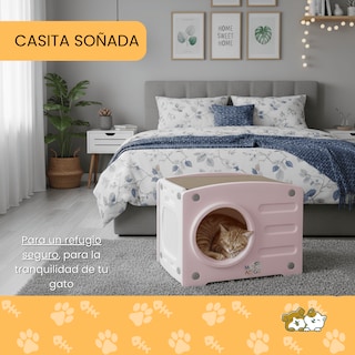 Foto 7 | Foto 7 | Casa Para Gatos Con Rascador Mascoamigo Color Rosa 56x44x40 Cm
