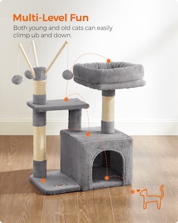 Foto 3 | Foto 3 | Torre Para Gatos Cat Tree Feandrea Songmics Home, Tamaño Pequeño, Gris Claro