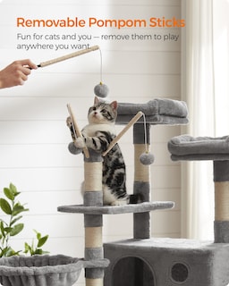 Foto 5 | Foto 5 | Torre Grande Para Gatos Cat Tree Feandrea, 164,1 Cm, Con Hamaca, Gris Claro