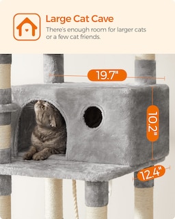 Foto 7 | Foto 7 | Torre Grande Para Gatos Cat Tree Feandrea, 164,1 Cm, Con Hamaca, Gris Claro