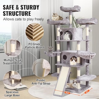 Foto 3 | Foto 3 | Cat Tree Vevor De 68,5 Pulgadas Con 2 Condominios Para Gatos, Rascador - Venta Internacional.