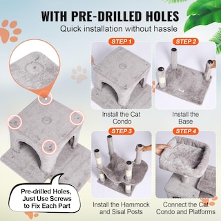 Foto 2 | Foto 2 | Cat Tree Vevor De 63 Pulgadas Con 2 Condominios Para Gatos, Rascador - Venta Internacional.