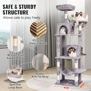 Foto 3 | Foto 3 | Cat Tree Vevor De 63 Pulgadas Con 2 Condominios Para Gatos, Rascador - Venta Internacional.
