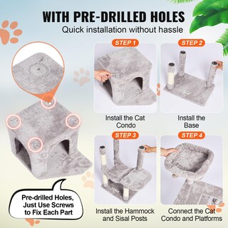 Foto 2 | Foto 2 | Cat Tree Vevor Para Gatos De Interior De 60,6 Cm Con Cat Condo Light G - Venta Internacional.