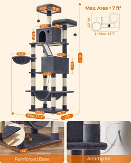 Foto 6 | Foto 6 | Torre Grande Para Gatos Cat Tree Feandrea, 206 Cm, Con 13 Rascadores - Venta Internacional.