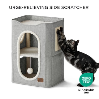 Foto 2 | Foto 2 | Cama Cat House De 2 Niveles Para Gatos De Interior Con Bloc De Notas, Color Gris - Venta Internacional.