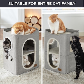 Foto 5 | Foto 5 | Cama Cat House De 2 Niveles Para Gatos De Interior Con Bloc De Notas, Color Gris - Venta Internacional.
