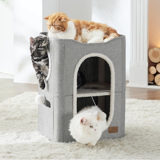 Foto 7 | Foto 7 | Cama Cat House De 2 Niveles Para Gatos De Interior Con Bloc De Notas, Color Gris - Venta Internacional.