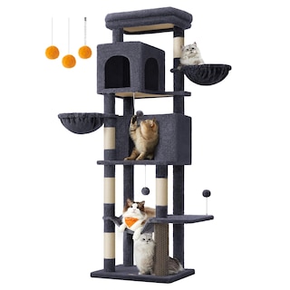 Foto 1 | Foto 1 | Árbol Para Gatos Feandrea, Color Gris Oscuro, 175 Cm De Altura, Con 2 Cuevas Y Hamaca - Venta Internacional.