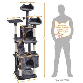 Foto 3 | Foto 3 | Árbol Para Gatos Yaheetech Xl, 182 Cm, Varios Niveles, Con 2 Cuevas Y 3 Perchas - Venta Internacional.