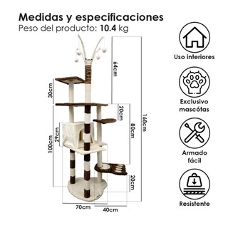 Foto 3 | Foto 3 | Rascador Para Gato Torre 1pz Belug, Beige Cafe