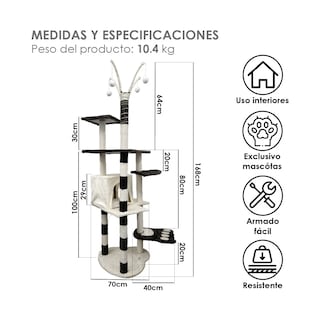 Foto 3 | Foto 3 | Rascador Para Gato Árbol Gimnasio Casa Torre Eo Safe Imports Esi-20222 Gris
